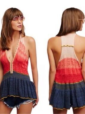 Sleeveless Peplum Polo Sweater